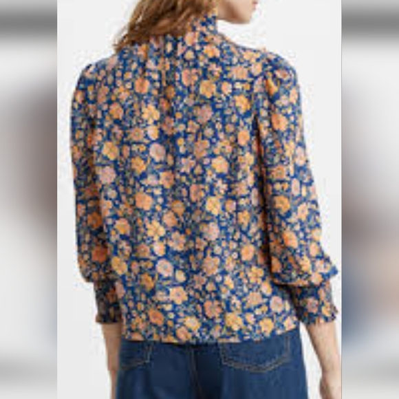 Levi's Floral High-Neck Long Sleeve Blouse Size M - Picture 2 of 13